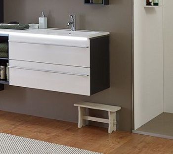 Marlin 3250star, тумба под левую раковину 80 см (2 ящика, вырез под сифон справа), цвет белый шелковый глянец