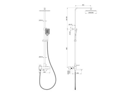 Душевая система WONZON & WOGHAND EDGE, Темный графит (WW-88739003-BGM), артикул WW-88739003-BGM