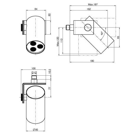 Fima Carlo Frattini WELLNESS Верхний душ настенного монтажа, цвет: чёрный матовый