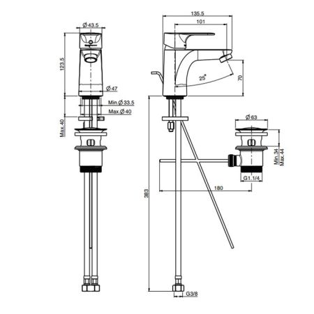 FIMA|Carlo Frattini Serie 22 Смеситель для раковины, с донным клапаном, цвет хром, артикул F3831CR