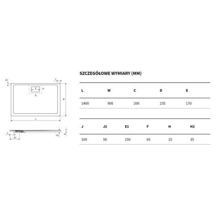 Поддон EXCELLENT Lavano 140x90 см (бетон), артикул BREX.1103.140.090.CON