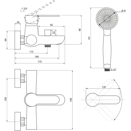 Смеситель для ванны Славен СЛ-ОД-Ф30, хром