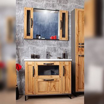 Комплект мебели для ванной Бриклаер ЛОФТ 100, метрополитен грей