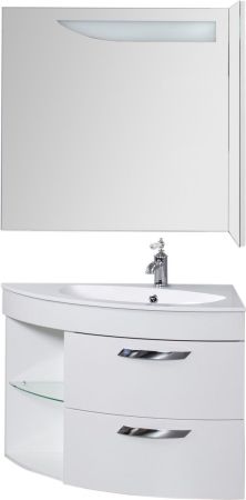 Тумба для ванной без раковины De Aqua Трио 90 Люкс R белая, артикул 00197202