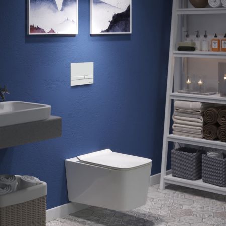 Инсталляция BERGES для скрытого монтажа унитаза NOVUM кнопка F1 белая, артикул 040250