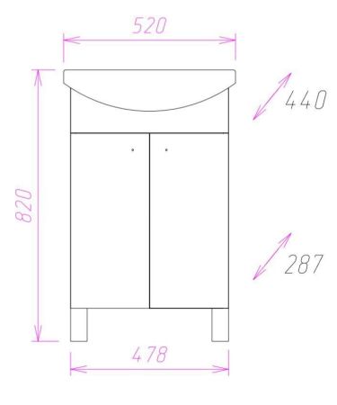 Тумба Onika Крит 52 напольная, белая (ум. Акватон 52), артикул 105203