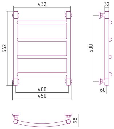 Полотенцесушитель водяной "ГАЛАНТ+" 500х400 (САТИН)