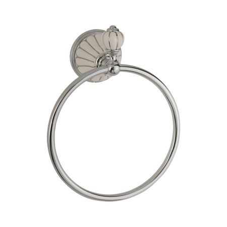 OLIVIA Кольцо, керамика белая с декором платина, хром, артикул 17553