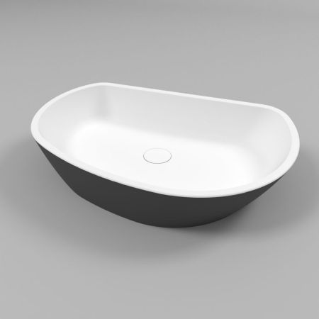 Умывальник WHITECROSS Ametrine 60x37 (черный/белый мат) иск. камень