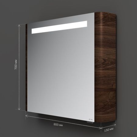 M30MCR0801NF Sensation, зеркало, зеркальный шкаф, правый, 80 см, с подсветкой, орех, текстурированна, артикул M30MCR0801NF
