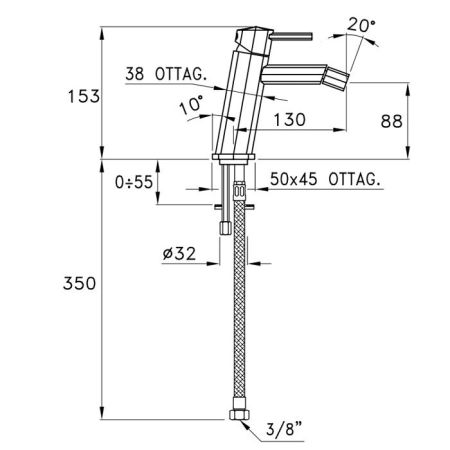 Stella Firenze Смеситель для биде на 1 отверстие 3602MC, цвет: хром