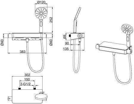 Смеситель для душа Allen Brau Fantasy 5.11002-31 черный матовый, артикул 5.11002-31