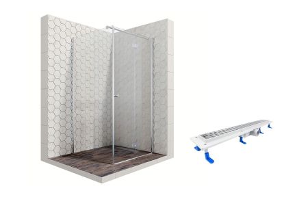 Душевой уголок Ambassador Diamond 12011106R-ST2, квадратный, линейный трап, 100х100, артикул 12011106R-ST2