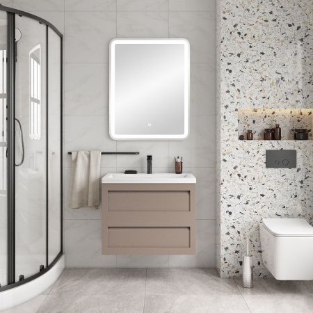 PLATINO База под раковину подвесная с двумя выкатными ящиками, Капучино матовый AM-Platino-750-2C-SO-CM, артикул AM-Platino-750-2C-SO-CM