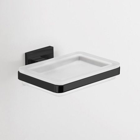 Colombo Basic Q Мыльница, подвесная, цвет: чёрный матовый/матовое стекло, артикул B3701.NM-VAN