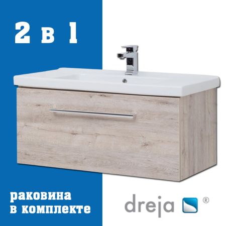 Тумба с раковиной подвесная Dreja Big Inn 100 см, дуб кантри, артикул 77-0206D-com