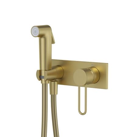 Встраиваемый смеситель с гигиеническим душем IDDIS Duna с защитным клапаном, матовое золото (DUNMGV0i08), артикул DUNMGV0i08