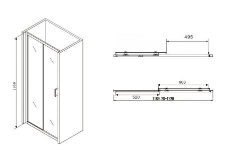 Душевая дверь ABBER Schwarzer Diamant AG30120B