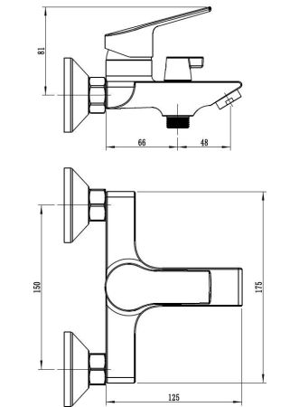 Смеситель Rock для ванны, с коротким изливом, c акс, артикул: RK54