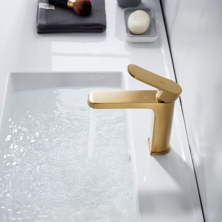 Смеситель для раковины Shevanik S4501G, золотой сатин, артикул S4501G