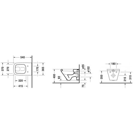 Duravit DuraStyle Унитаз подвесной с горизонтальным смывом, 370x540мм, Цвет Белый