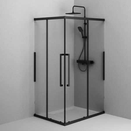 W84G-403-12090-BТ Душевое ограждение Func Square Slide 120х90, черный, прозрачное, артикул W84G-403-12090-BТ