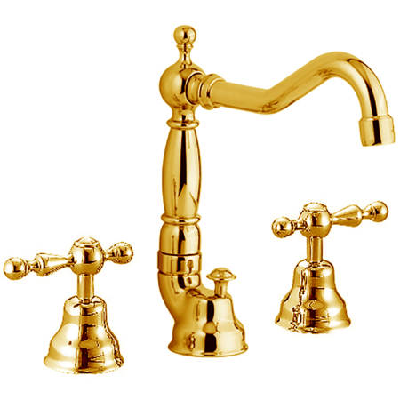 CISAL Arcana America Смеситель для раковины на 3 отверстия, с донным клапаном, цвет золото, артикул AA00108024