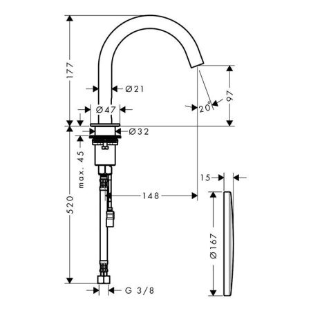 AX Uno эл. Смеситель для раковины , цвет шлифованный никель, артикул 38010820