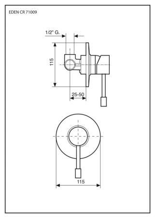 Emmevi Eden, однорычажный встраиваемый смеситель для душа, цвет хром, артикул 71009/CR
