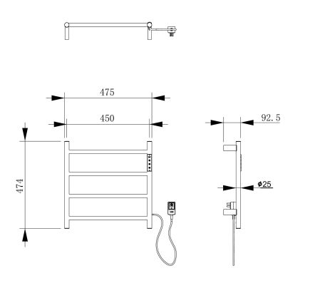 Полотенцесушитель электрический WONZON & WOGHAND BONN, Темный графит (WW-AL404-GM), артикул WW-AL404-GM