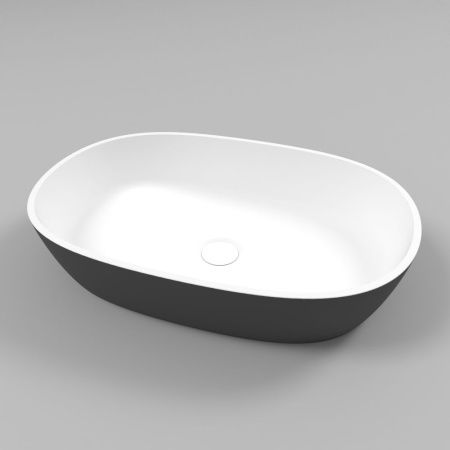 Умывальник WHITECROSS Opal 56x38 (черный/белый мат) иск. камень
