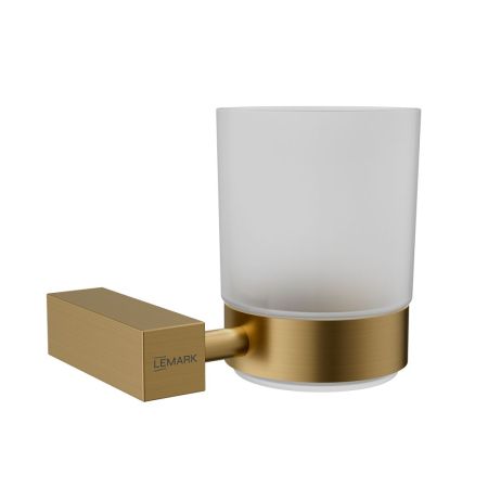 Стакан для ванной Lemark VALDAY подвесной, сталь, стекло, брашированное золото (LMA-8135S-BRG), артикул LMA-8135S-BRG