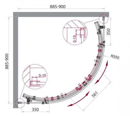 Душевой уголок BelBagno ACQUA-R-2-90-C-NERO