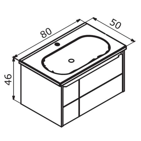 Тумба с раковиной ORKA Likya 80 подвесная, антрацит матовый, артикул 5002491