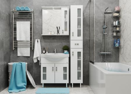 Тумба Onika Кристалл 70 напольная, белая (ум. Erica 70), артикул 107024