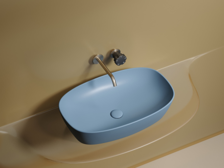 Умывальник чаша накладная овальная (цвет Голубой Матовый) Элемент (Element) 610x385x140мм, артикул CN6049ML