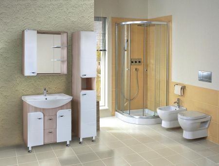 Шкаф-зеркало Onika Стиль 75 белый/ясень шимо, левый, с подсветкой