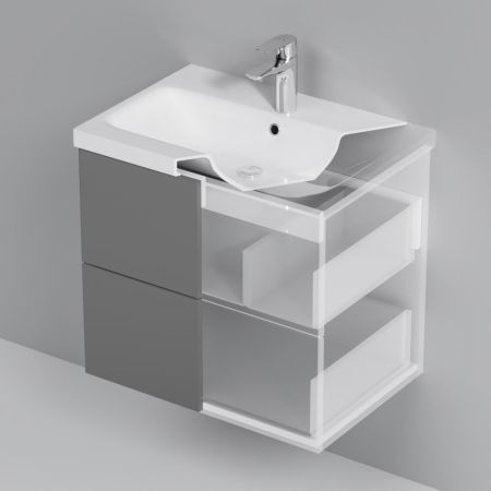 M90FHX06022GM GEM, База под раковину, подвесная, 60 см, 2 ящика push-to-open, графит матовый, артикул M90FHX06022GM