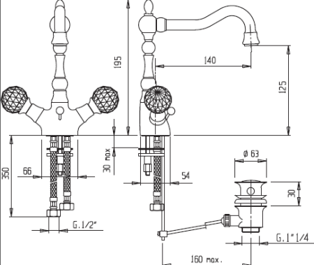 Смеситель для раковины CEZARES ATLANTIS-LS2