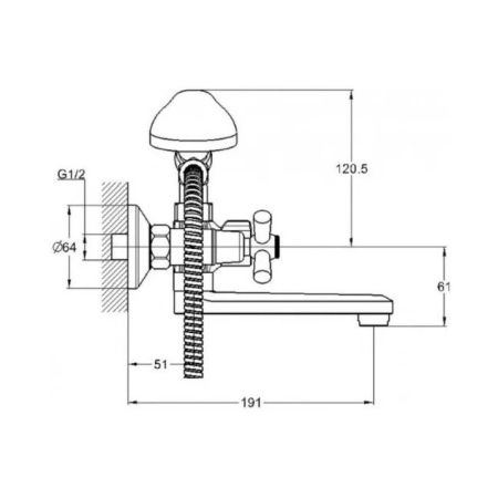 Смеситель для ванны G.Lauf QST3-A827, хром