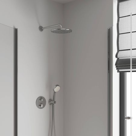 Верхний душ GROHE Tempesta 250, круглый + Душевой кронштейн 380 мм, хром (26663000), артикул 26663000