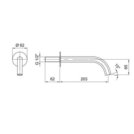 FANTINI VENEZIA Излив для ванны 203 мм., настенный, цвет хром, артикул 29 02 8315