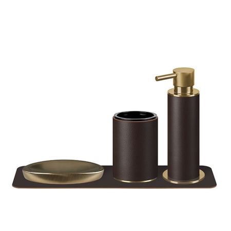 ADJ Стакан для зубных щеток, D7xH10 см., цвет:gold/шоколад, артикул 4941.gold/06