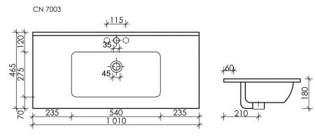 Раковина накладная Element 1010x465x180мм, черный матовый, артикул CN7003MB