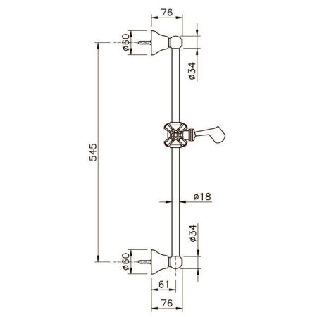 Nicolazzi Doccia Душевая штанга, 545мм, цвет: хром (ручка от артикула 8071), артикул 8072CR01