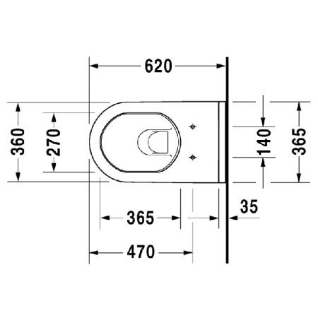 Duravit Starck 3 Унитаз подвесной Сompact, укороченная модель (370x620 мм), цвет: белый