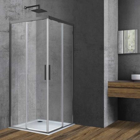 Душевой уголок Soft VSS-3SO900CLGM, 900*900, вороненая сталь, стекло прозрачное, артикул VSS-3SO900CLGM