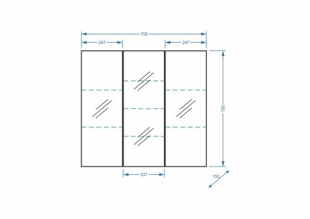 Зеркало-шкаф "Парма 75", 3 дв., артикул SP-00000061