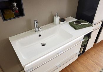 Комплект мебели Marlin 3250star, 1000 мм, правый (2 ящика, 2 полки), цвет белый шелковый глянец