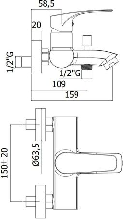 Смеситель для ванны с душем Paffoni Lime LM022CR